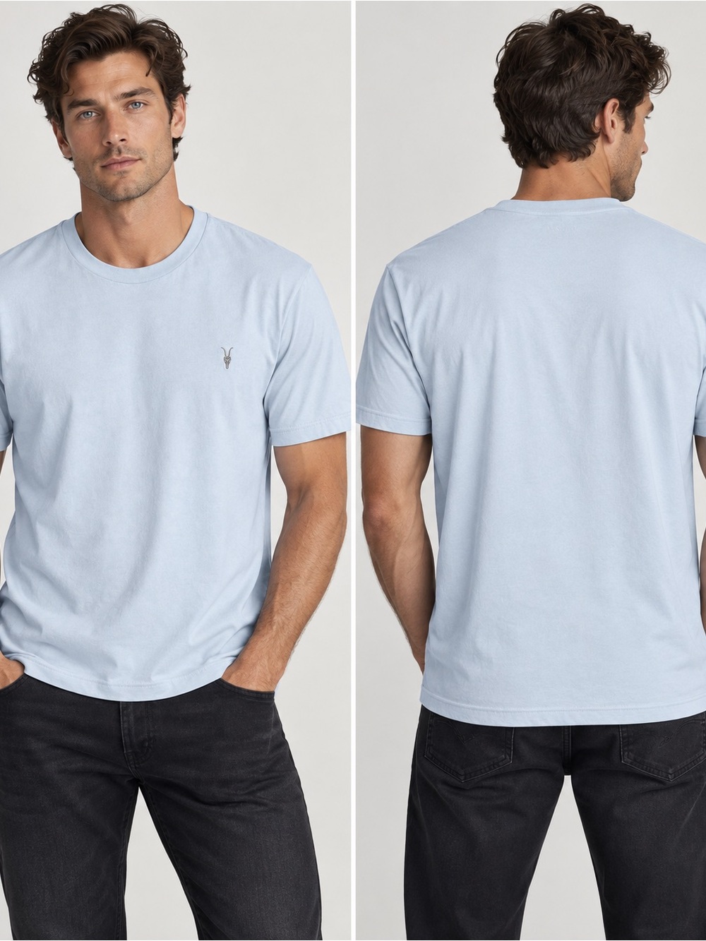 AllSaints Pale Blue Crew Neck Short Sleeve Tee